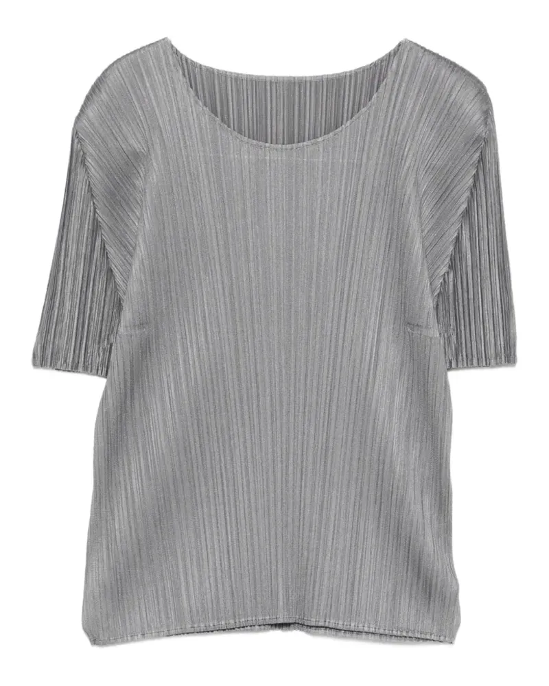 Issey Miyake pleated short-sleeve T-shirt - Grau Grau