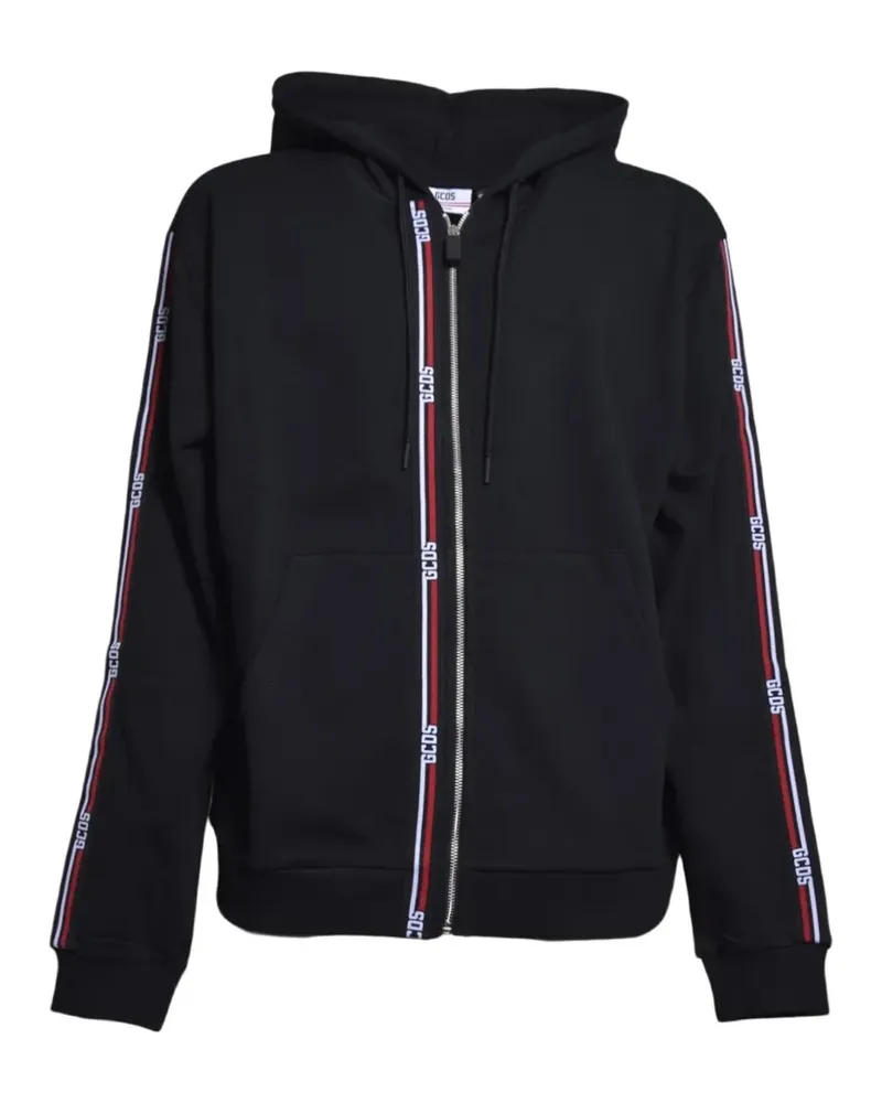 GCDS logo-tape zip-up hoodie - Schwarz Schwarz