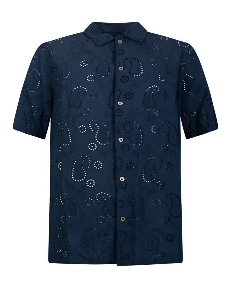 MC2 Saint Barth broderie-anglaise paisley-pattern shirt - Blau Blau
