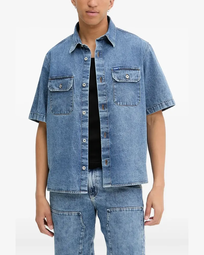 HUGO BOSS Jeanshemd mit kurzen Ärmeln - Blau Blau