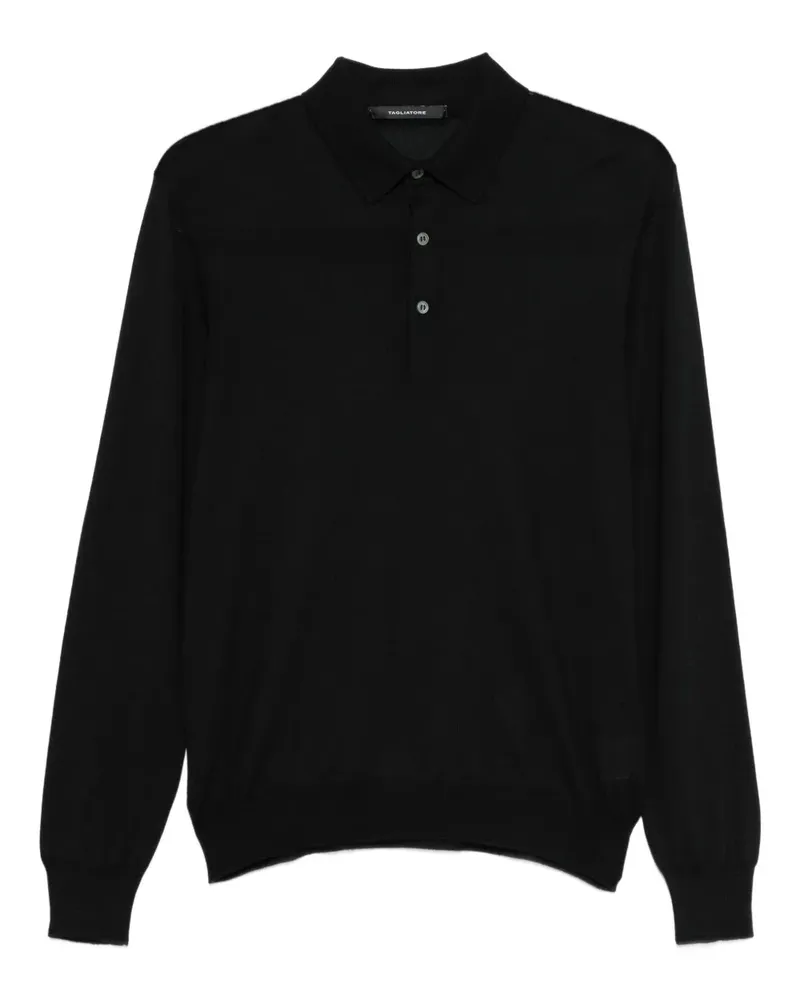 Tagliatore Langärmeliges Poloshirt - Schwarz Schwarz