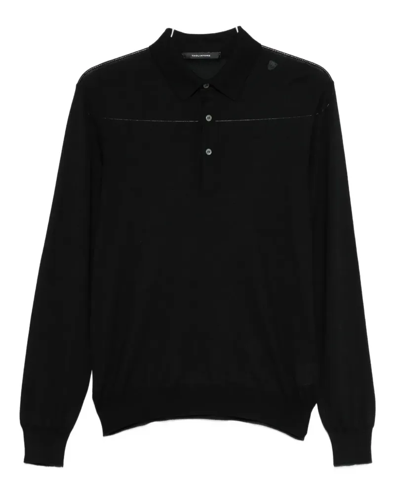 Tagliatore Langärmeliges Poloshirt - Schwarz Schwarz