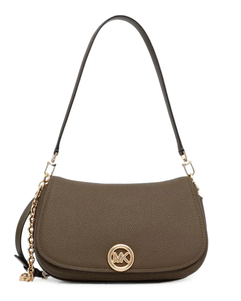 Michael Kors Gekörnte Schultertasche mit Logo-Schild - Braun Braun