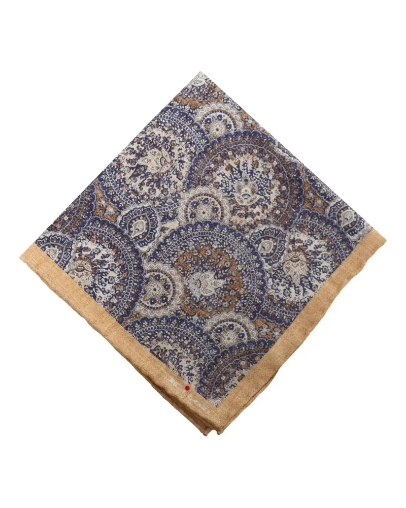 Kiton Einstecktuch aus Seide mit Print - Blau Blau