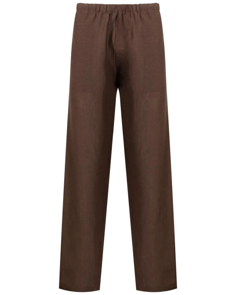 Amir Slama Leinenhose mit elastischem Bund - Braun Braun