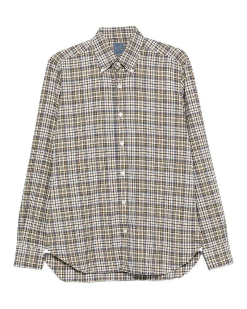 BARBA check-pattern button-down shirt - Nude Nude