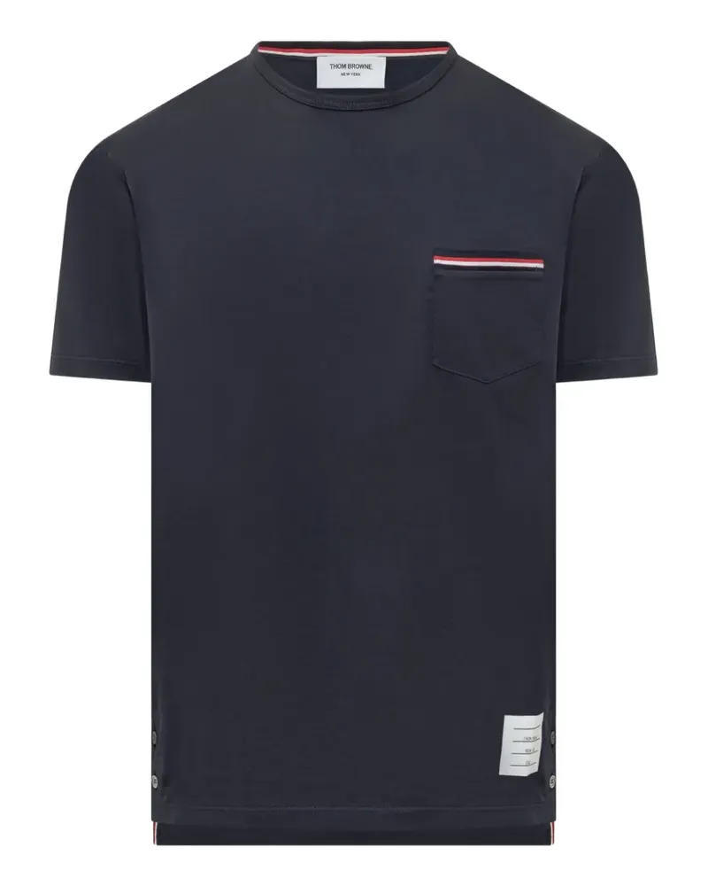 Thom Browne T-Shirt mit Tasche mit RWB-Streifen - Blau Blau