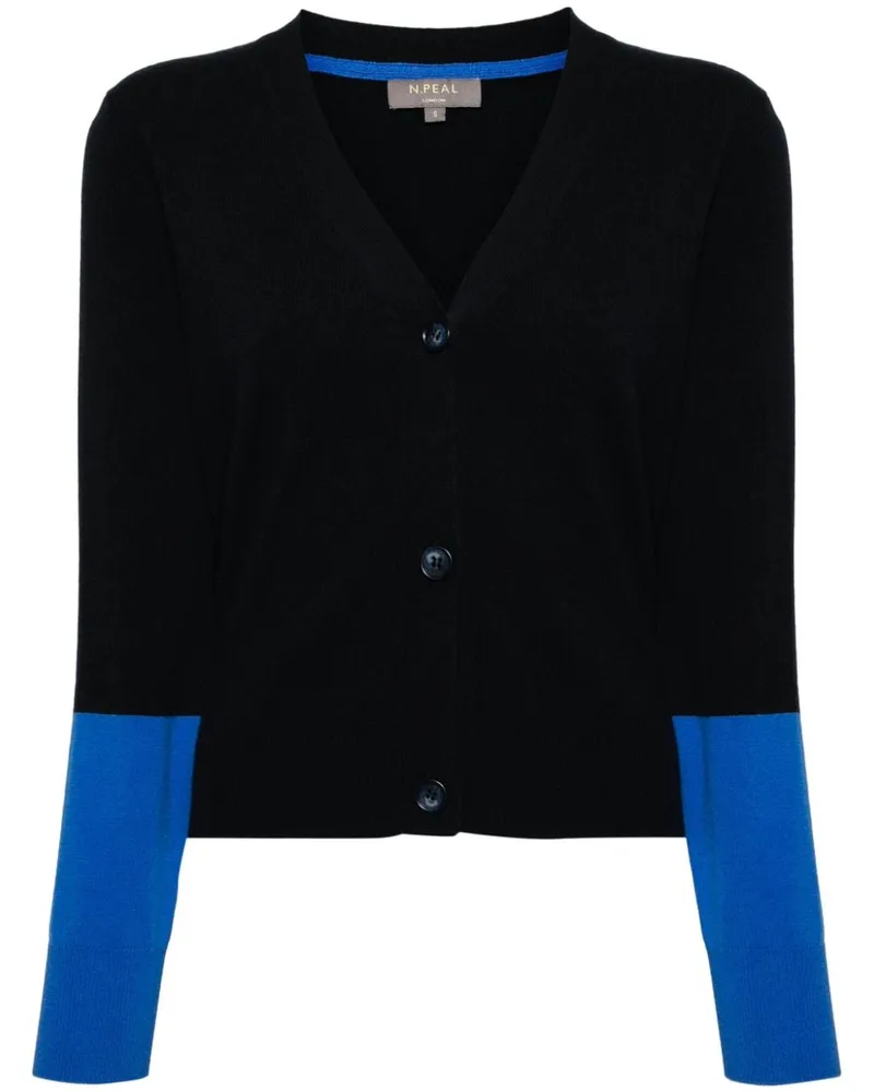 N.Peal Cardigan in Colour-Block-Optik - Blau Blau