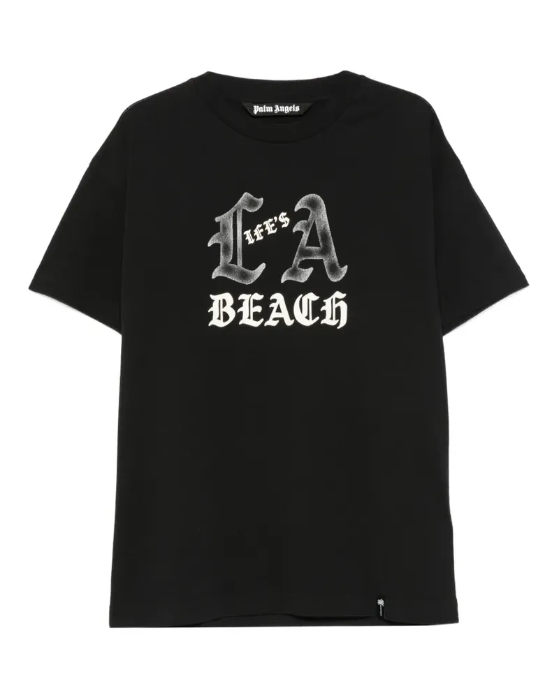 Palm Angels T-Shirt mit Slogan-Print - Schwarz Schwarz