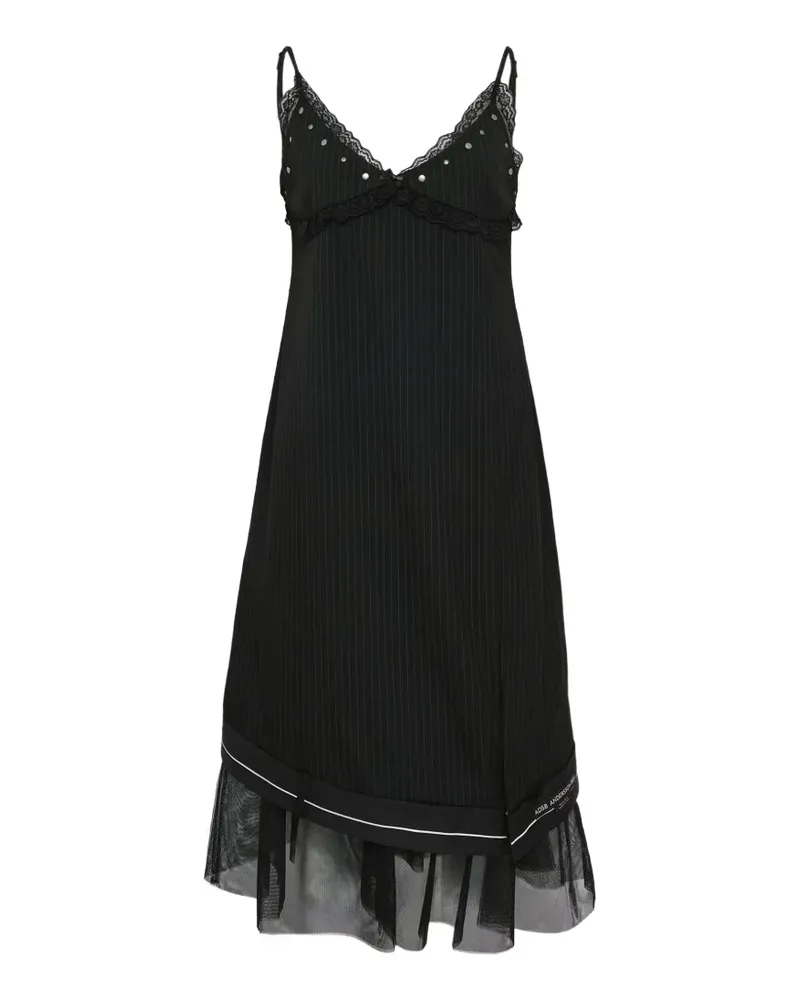 Andersson Bell lace-detail pinstripe midi dress - Schwarz Schwarz