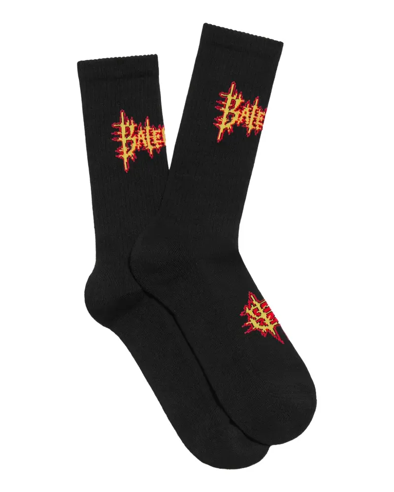 Balenciaga logo-intarsia ribbed-knit socks - Schwarz Schwarz