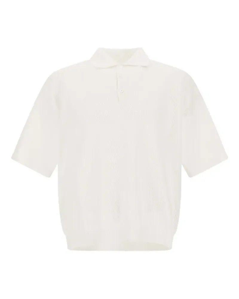 Herno Poloshirt mit Lochstrickmuster - Weiß Weiß
