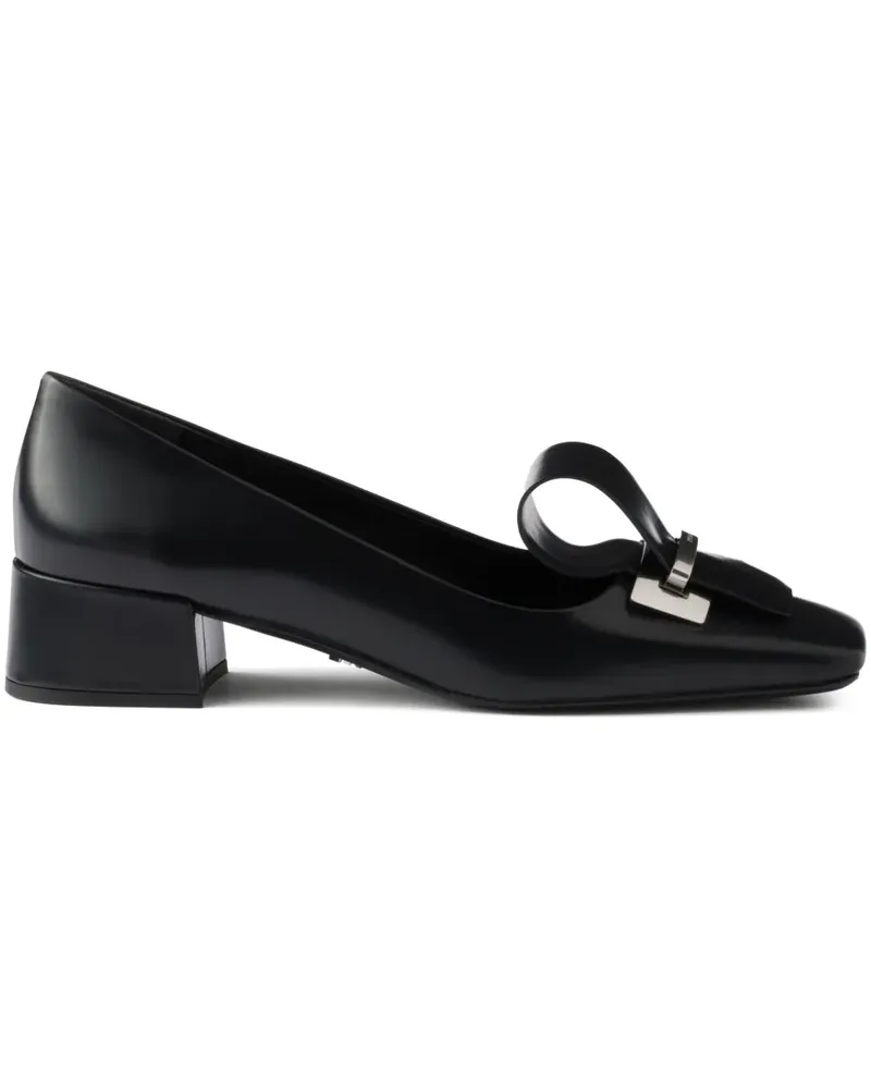 Prada Pumps aus gebürstetem Leder 35mm - Schwarz Schwarz