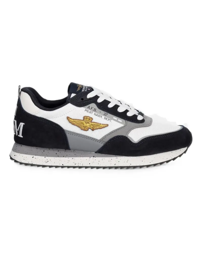 Aeronautica Militare logo-embroidered sneakers - Weiß Weiß