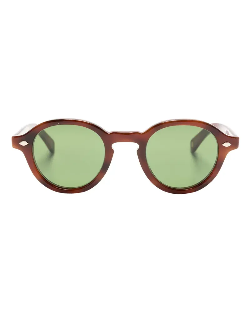 Garrett Leight Runde Flipper Sonnenbrille - Braun Braun