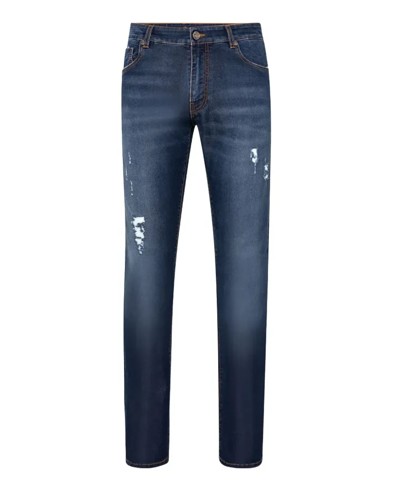 Billionaire distressed-detailing straight-leg cotton trousers - Blau Blau