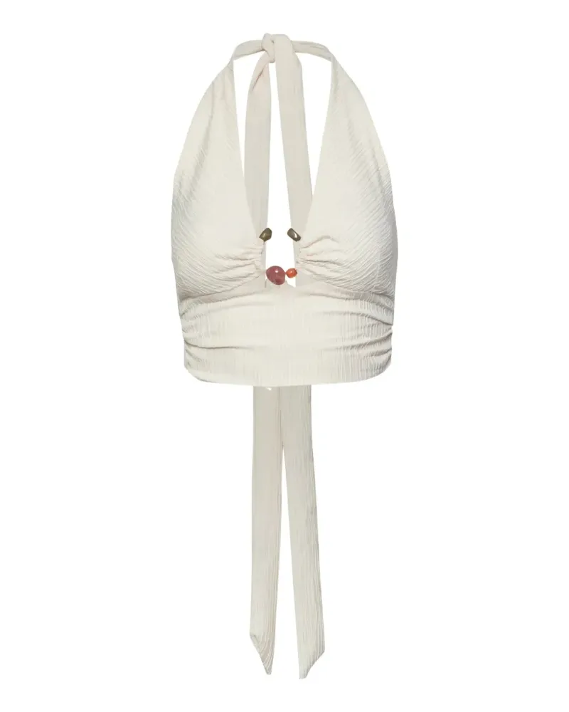 Baobab Collection Louise Neckholder-Tanktop mit Perlen - Nude Nude