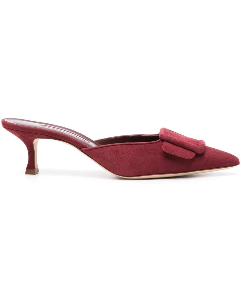 Manolo Blahnik Maysale Mules aus Wildleder 50mm Rot