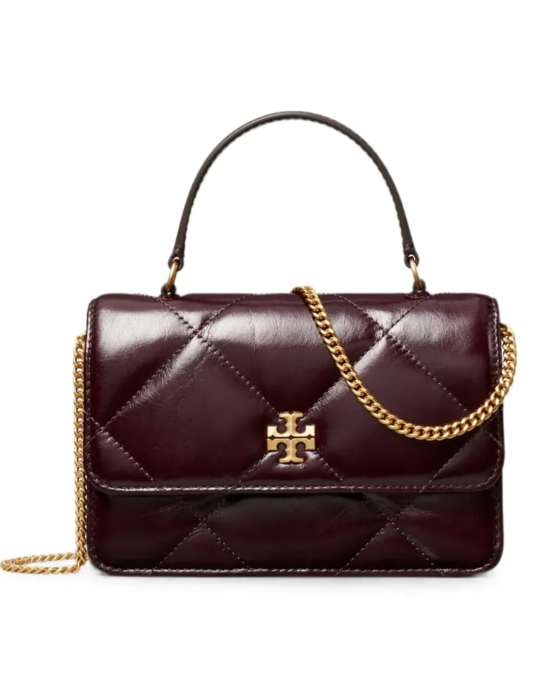 Tory Burch mini Kira diamond quilt distressed top-handle crossbody - Rot Rot
