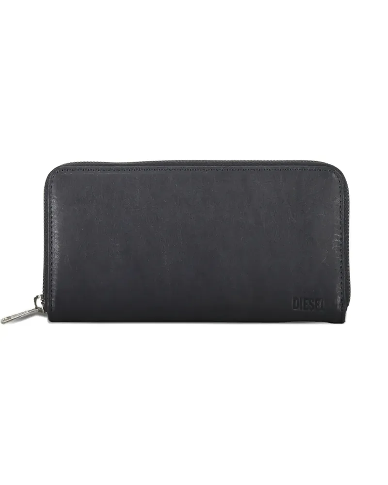 Diesel zip leather wallet - Schwarz Schwarz
