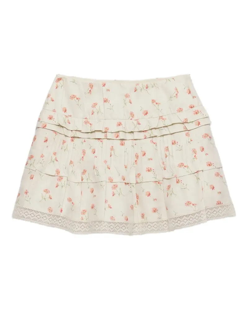 Prada Rock mit Blumen-Print - Nude Nude