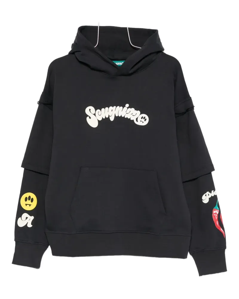BARROW layered graphic-print hoodie - Schwarz Schwarz