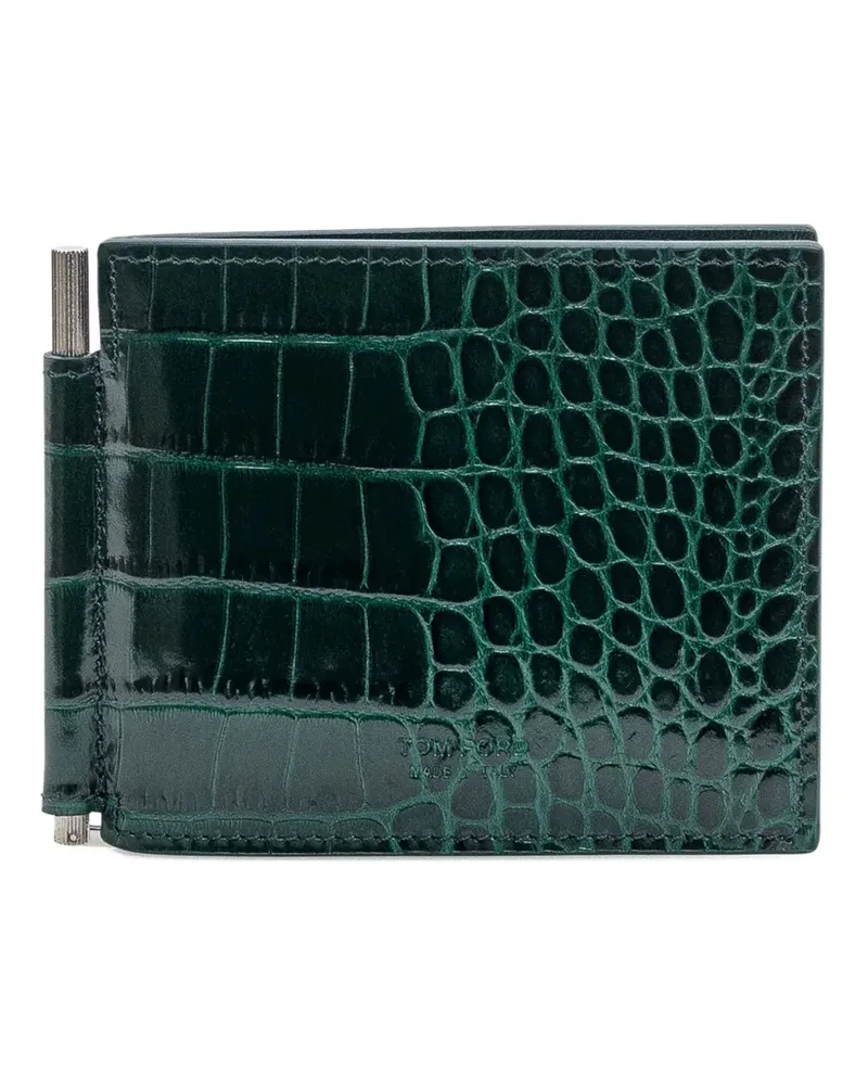 Tom Ford Portemonnaie mit Kroko-Optik - Grün Grün