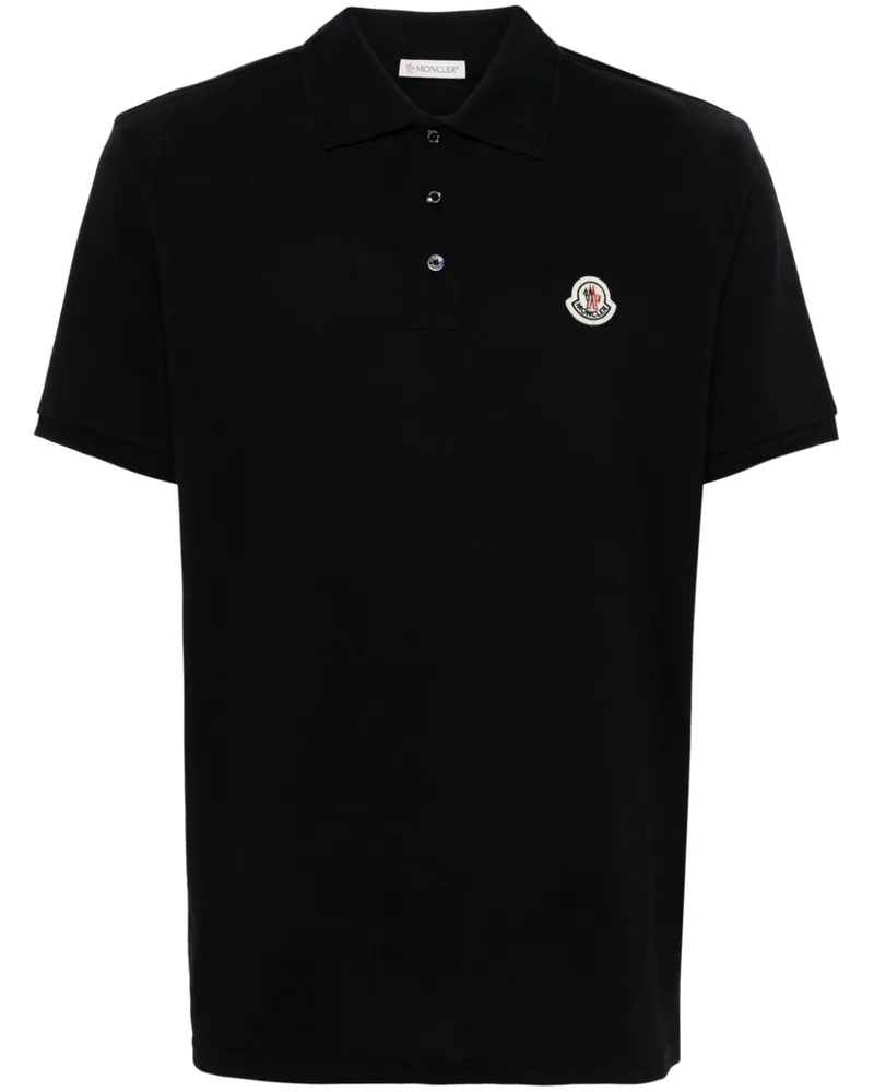 Moncler Pikee-Poloshirt mit Logo-Applikation - Blau Blau
