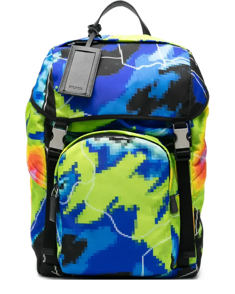 Prada pixel-print backpack - Grün Grün