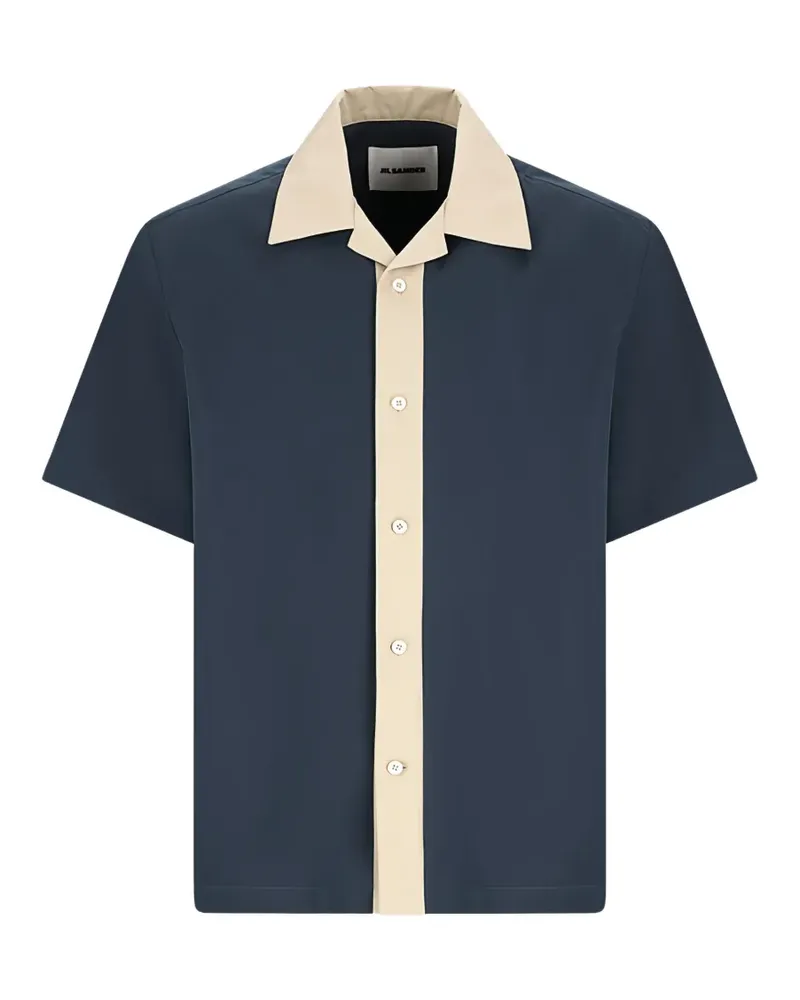 Jil Sander contrast-collar short-sleeved shirt - Blau Blau
