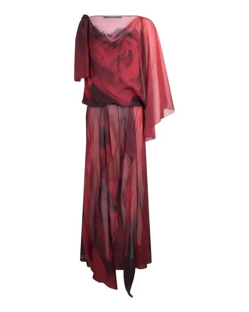 Alberta Ferretti floral-print silk maxi dress - Rot Rot