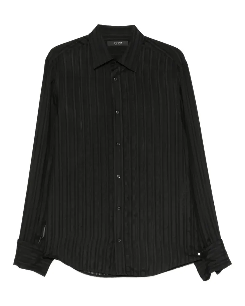 Gucci vertical-stripe semi-sheer shirt - Schwarz Schwarz