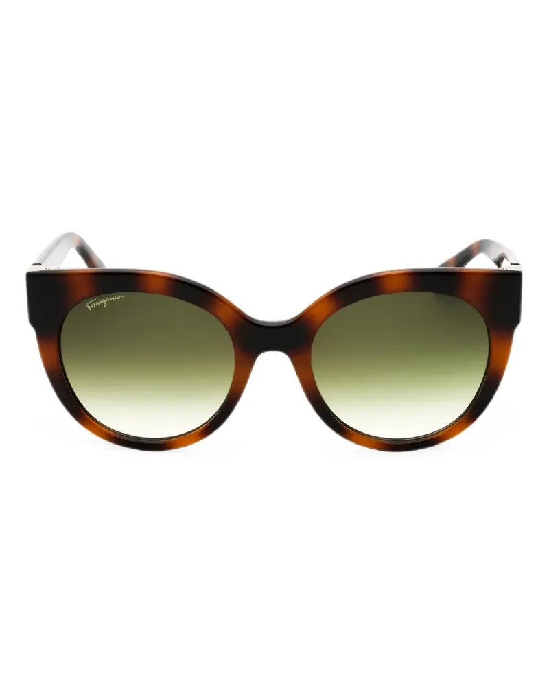 Ferragamo tortoiseshell-effect round-frame sunglasses - Braun Braun