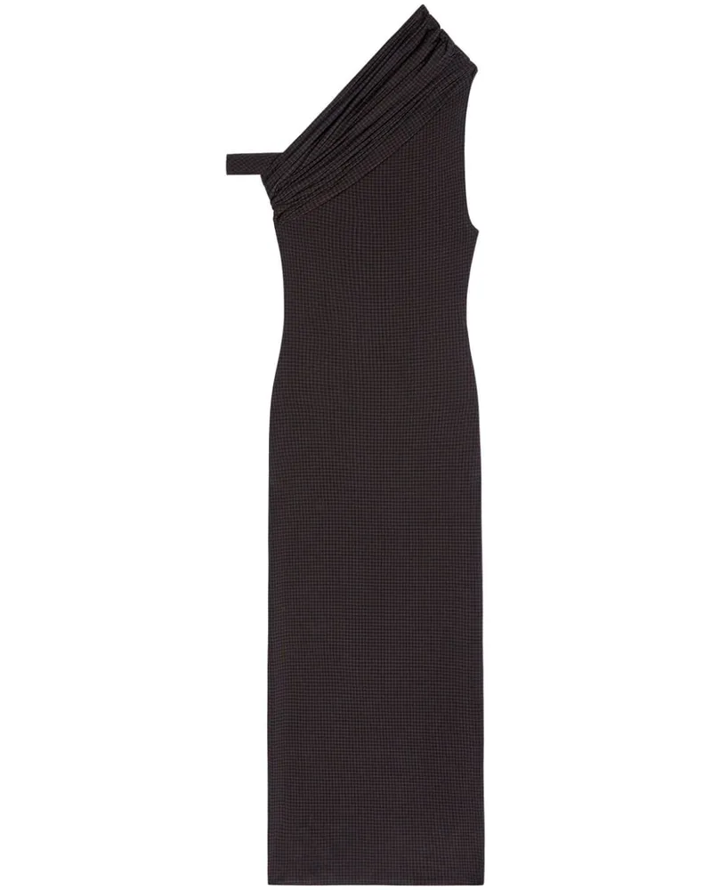 Courrèges Midikleid mit Hahnentrittmuster - Schwarz Schwarz