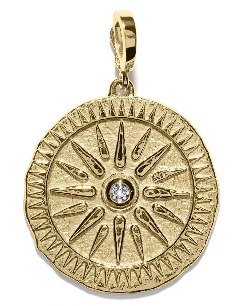 AZLEE 18K yellow gold large Sunburst diamond pendant Gold