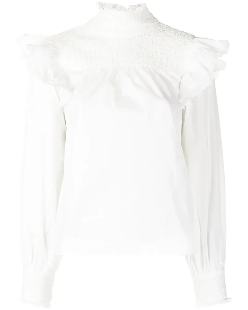 Cinq à Sept Bluse mit Volants - Weiß Weiß