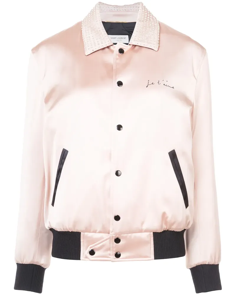 Saint Laurent Bomberjacke mit "Je t'aime"-Schriftzug - Rosa Rosa