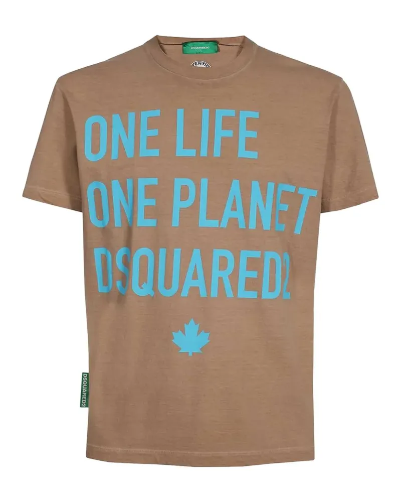Dsquared2 One Life T-Shirt mit Slogan-Print - Nude Nude