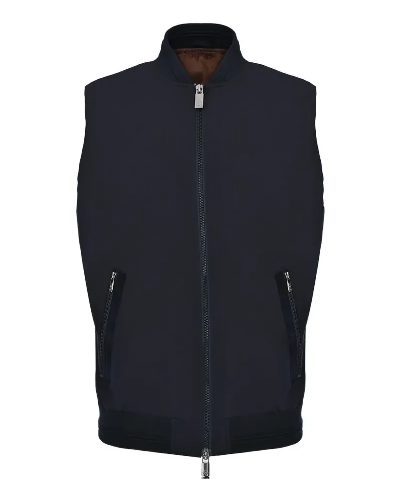 Pal Zileri zip-up ribbed-trim waistcoat - Blau Blau