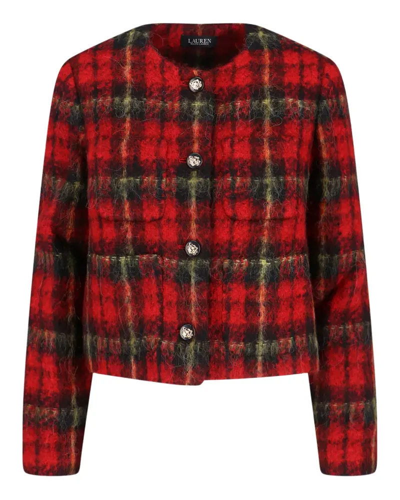 Ralph Lauren Karierte Tweed-Jacke mit Knöpfen - Rot Rot