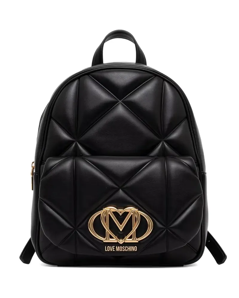 Moschino quilted logo-plaque backpack - Schwarz Schwarz