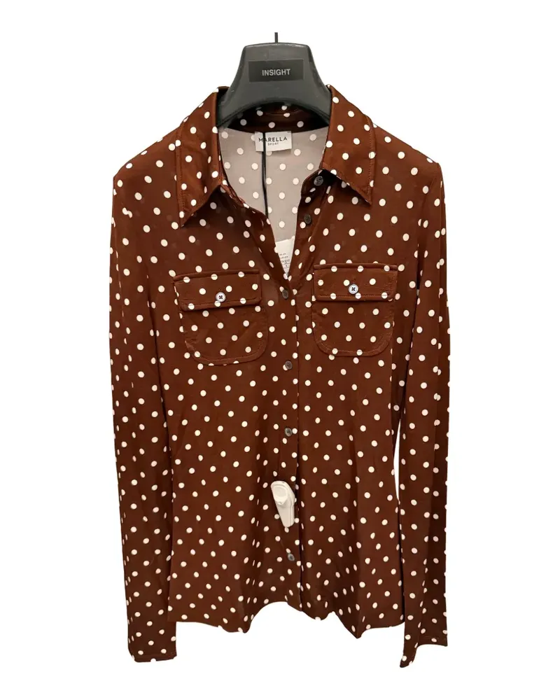MARELLA MLSVINCI polka-dot pocket-detail shirt - Braun Braun