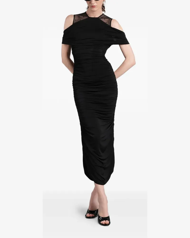 Marine Serre ruched off-shoulder dress - Schwarz Schwarz