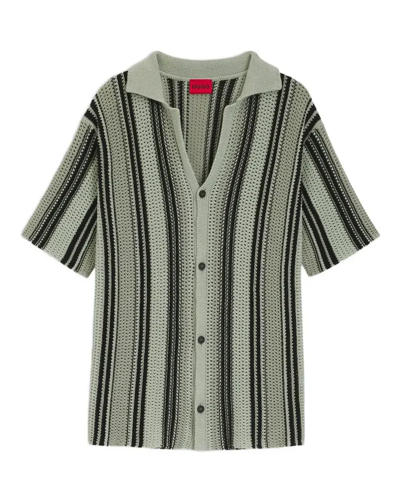 HUGO BOSS striped pointelle-knit shirt - Grün Grün