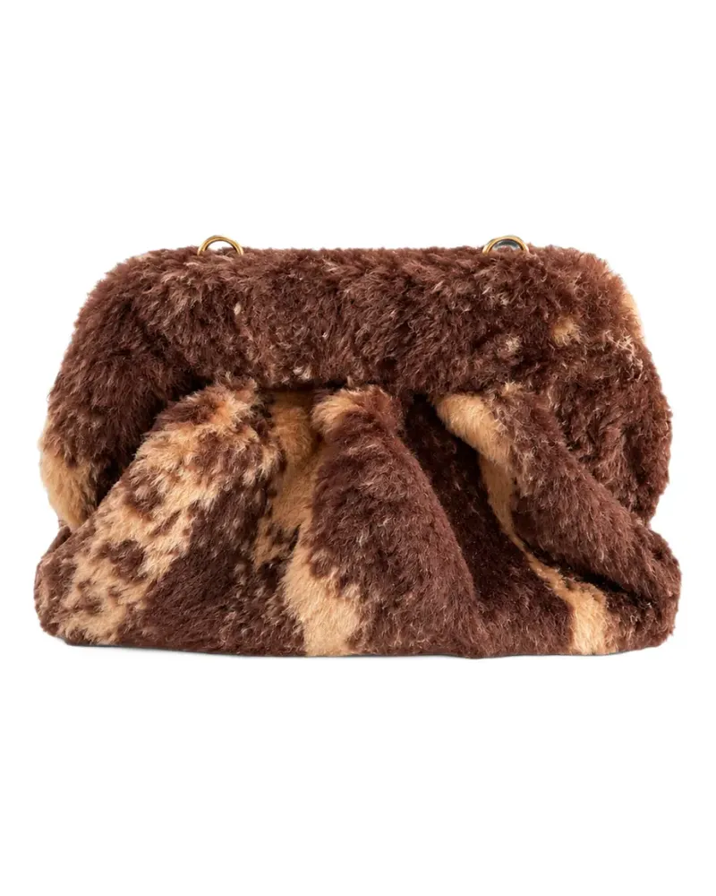 THEMOIRÈ Geraffte Schultertasche aus Faux Fur - Braun Braun
