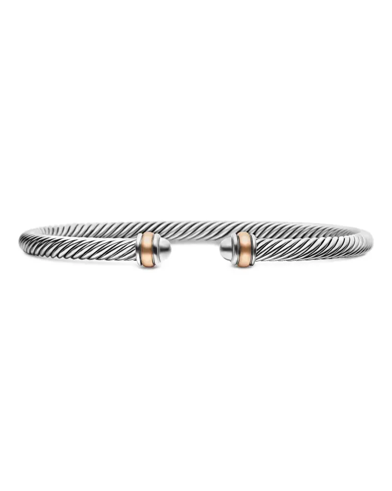 David Yurman 18kt Classic Cable Rotgold- und Sterlingsilberarmband 4mm Silber