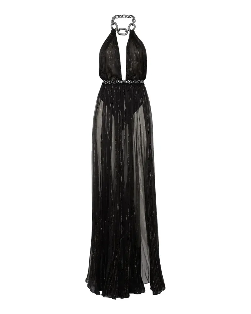 Philipp Plein Maxikleid mit Kettendetail - Schwarz Schwarz