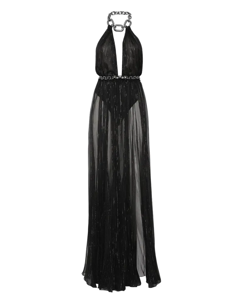 Philipp Plein Maxikleid mit Kettendetail - Schwarz Schwarz