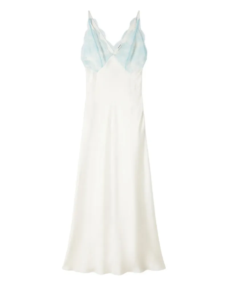 Sandro V-Ausschnitt-Maxikleid mit Spitze - Weiß Weiß