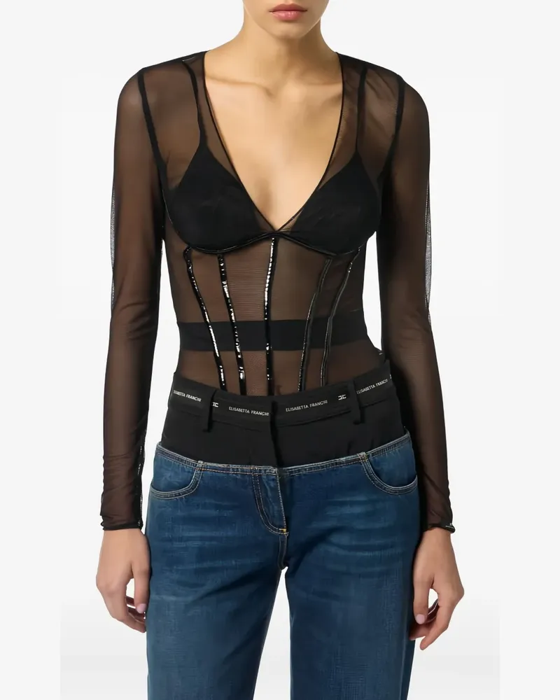 Elisabetta Franchi Bluse aus Tüll - Schwarz Schwarz